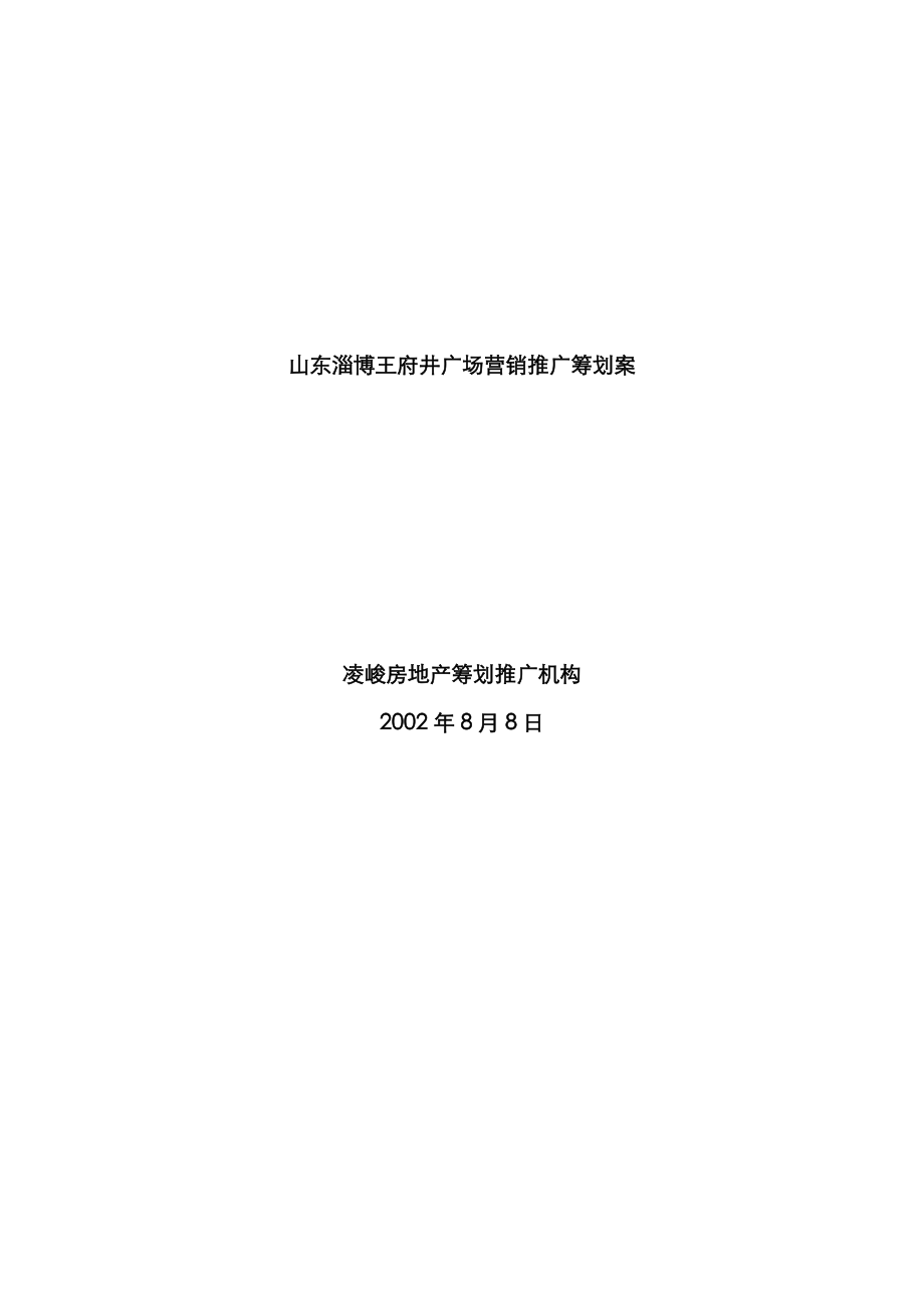 山东淄博王府井广场营销推广专题策划案_第1页