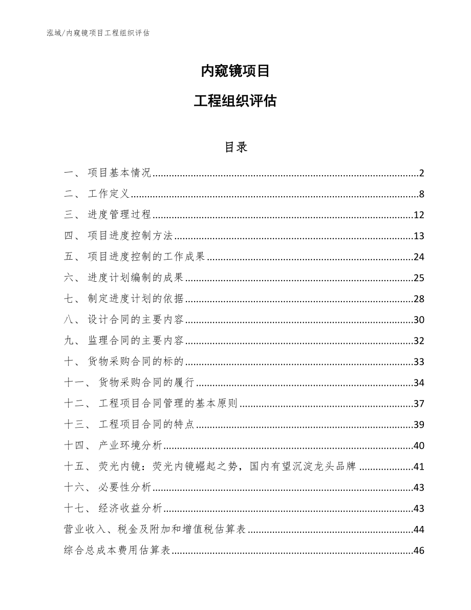 内窥镜项目工程组织评估_第1页