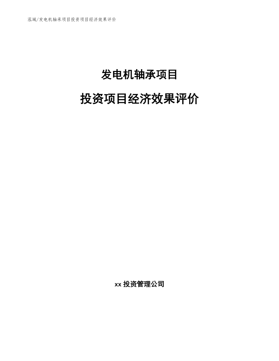 发电机轴承项目投资项目经济效果评价_第1页