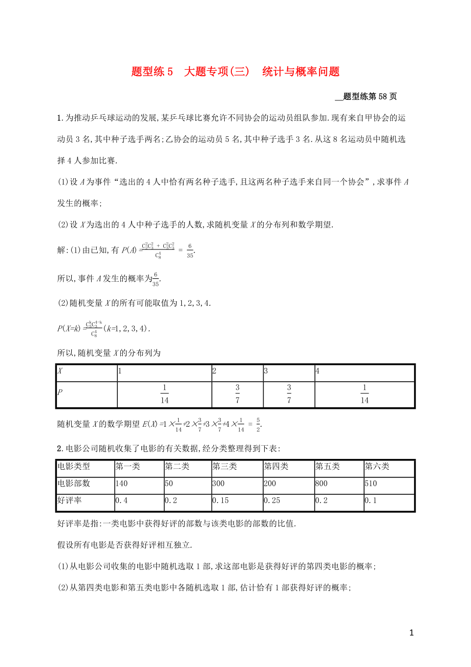 （課標(biāo)專用）天津市2020高考數(shù)學(xué)二輪復(fù)習(xí) 題型練5 大題專項(xiàng)（三）統(tǒng)計(jì)與概率問(wèn)題_第1頁(yè)