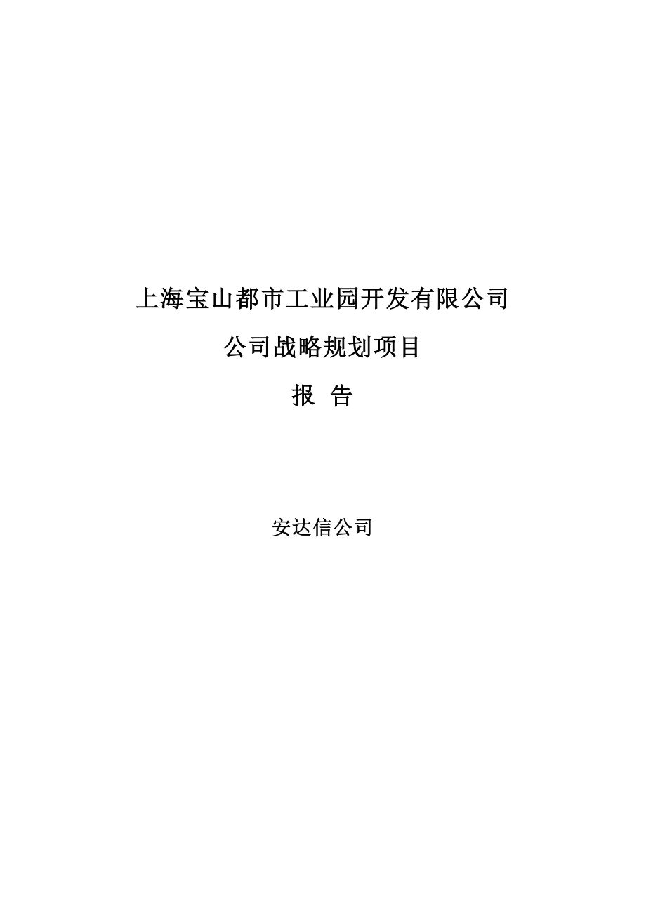 上海宝山城市工业园开发有限公司企业战略重点规划专项项目_第1页