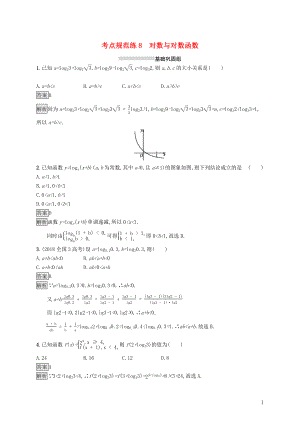 （浙江專用）2020版高考數(shù)學(xué)大一輪復(fù)習(xí) 第二章 函數(shù) 考點(diǎn)規(guī)范練8 對(duì)數(shù)與對(duì)數(shù)函數(shù)