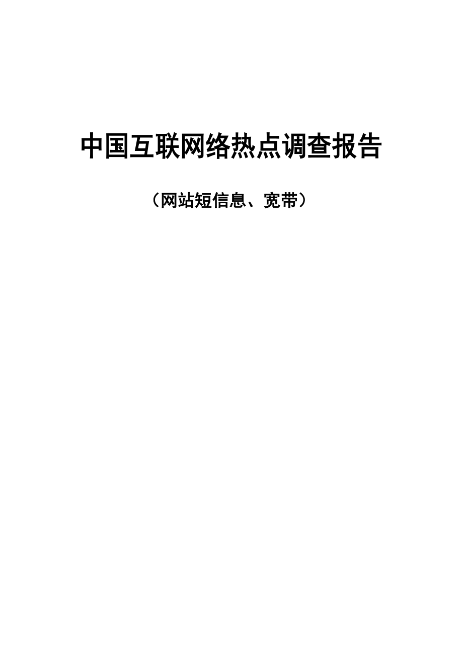 中国互联网络热点调查汇总报告网站短信息宽带_第1页