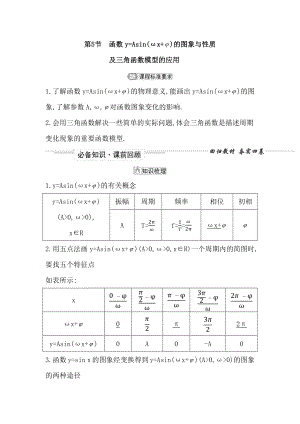 2023屆高考一輪復(fù)習(xí)導(dǎo)與練 (必修第一冊) 第四章第5節(jié)　函數(shù)y=Asin(ωx φ)的圖象與性質(zhì)及三角函數(shù)模型的應(yīng)用 講義