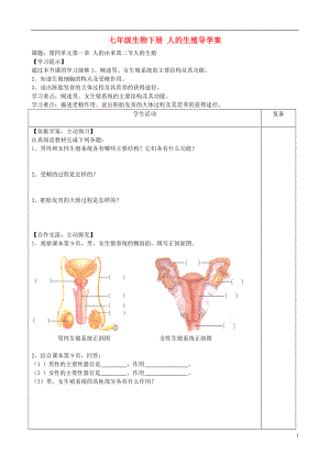 七年級(jí)生物下冊(cè) 人的生殖導(dǎo)學(xué)案