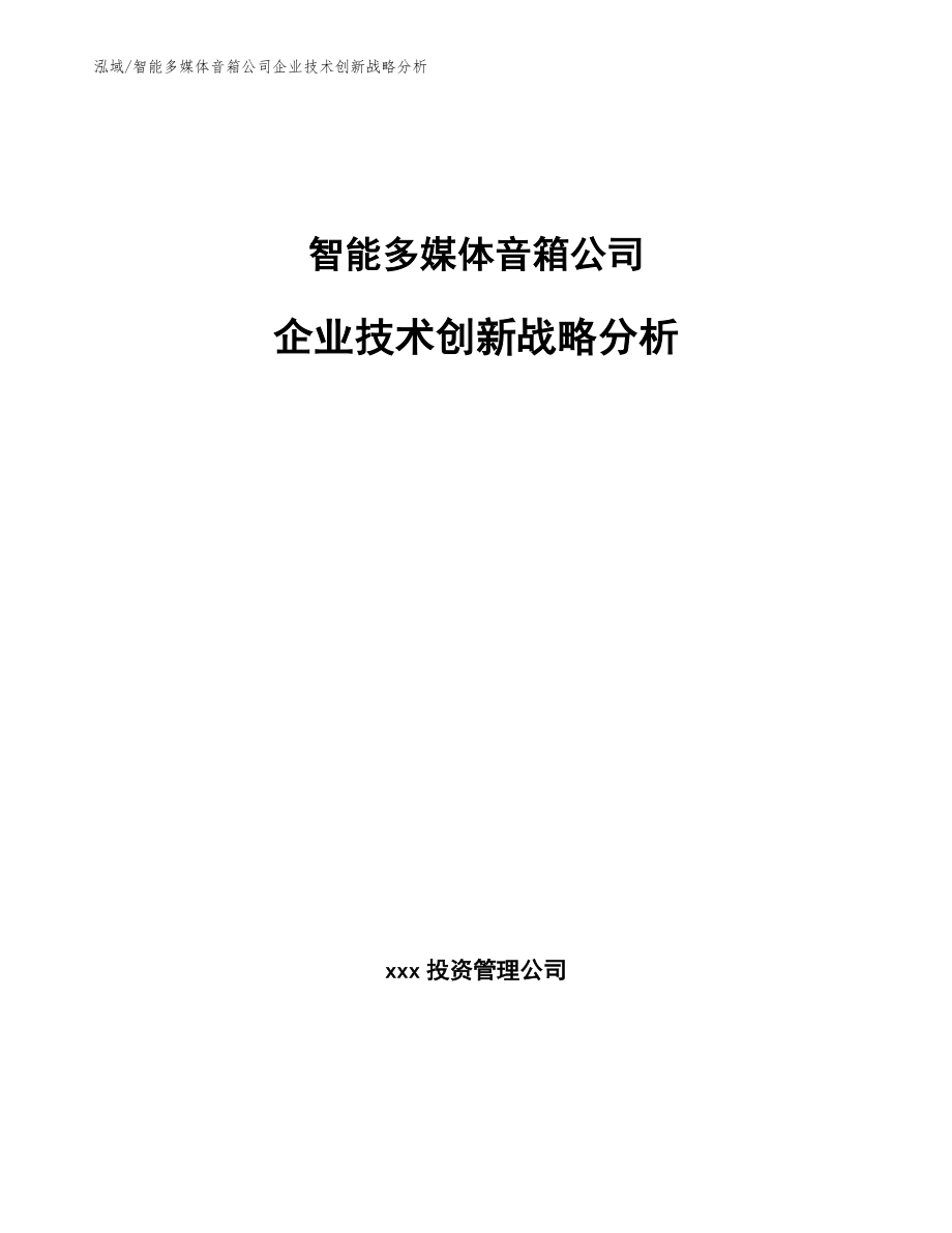 智能多媒体音箱公司企业技术创新战略分析_第1页