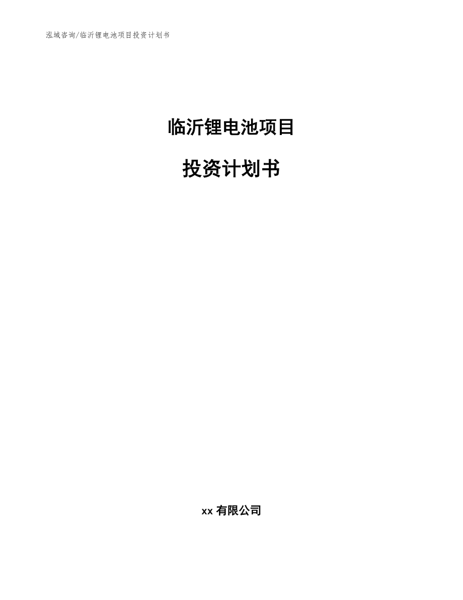 临沂锂电池项目投资计划书_参考范文_第1页