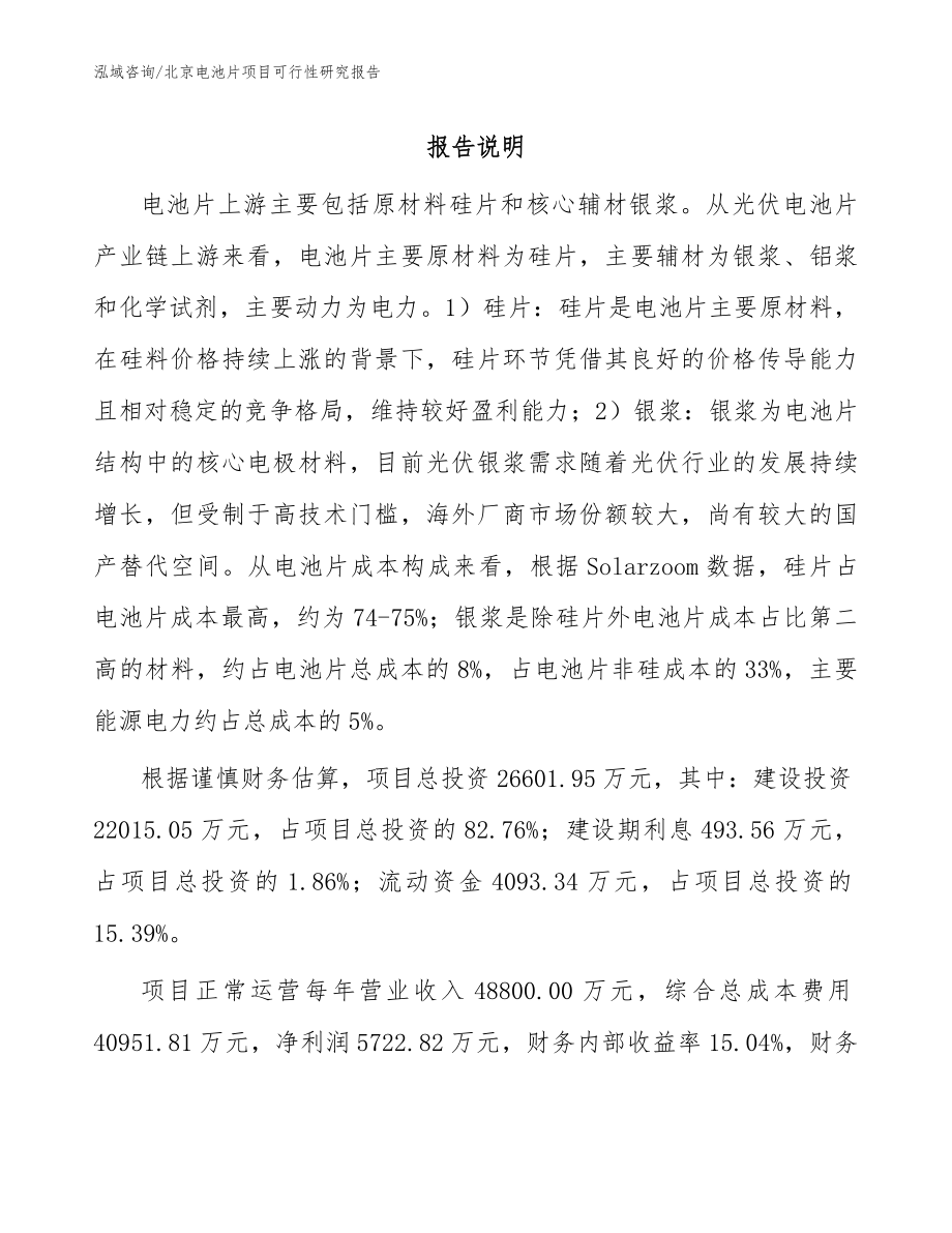 北京电池片项目可行性研究报告_第1页