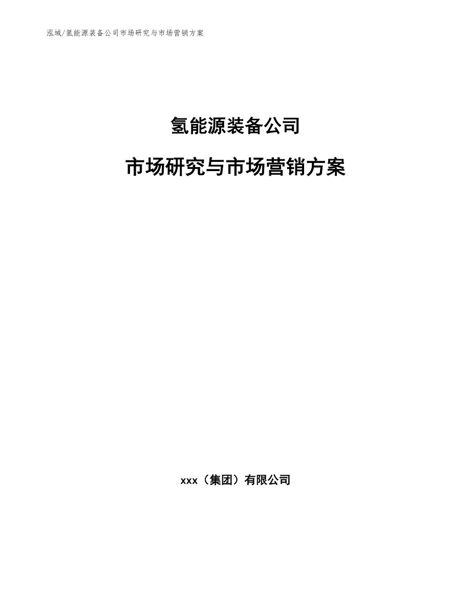 氢能源装备公司市场研究与市场营销方案（参考）_第1页