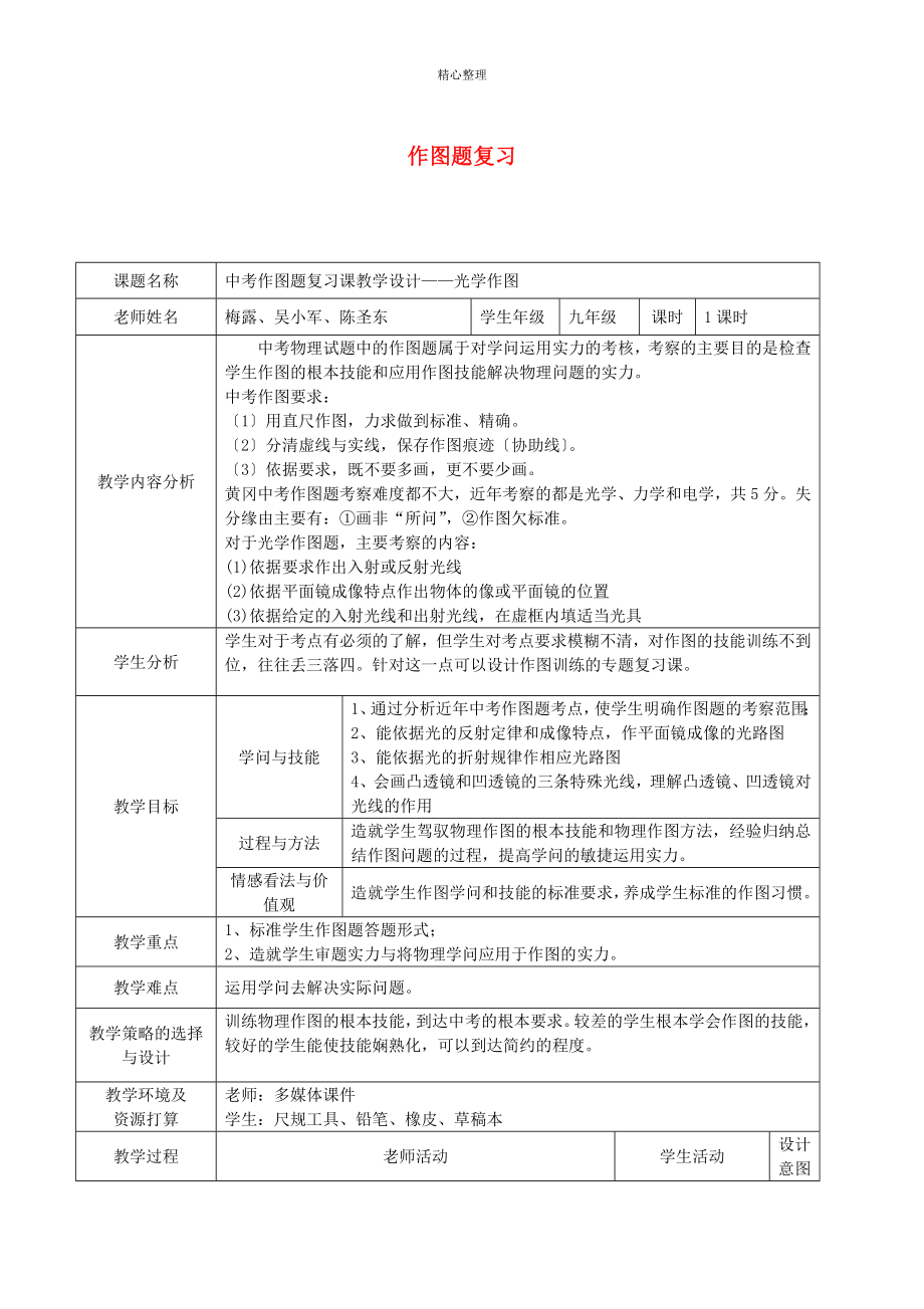 中考物理專題復(fù)習(xí)《作圖專題》教學(xué)設(shè)計(jì)4_第1頁