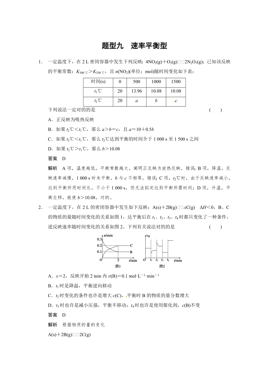 【高考化學(xué)專題專練】題型九-速率平衡型-Word版含解析_第1頁(yè)