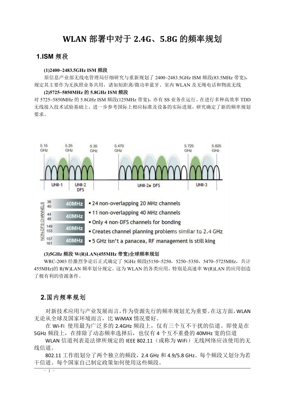 WLAN部署中对于2.4G、5.8G的频率规划_第1页