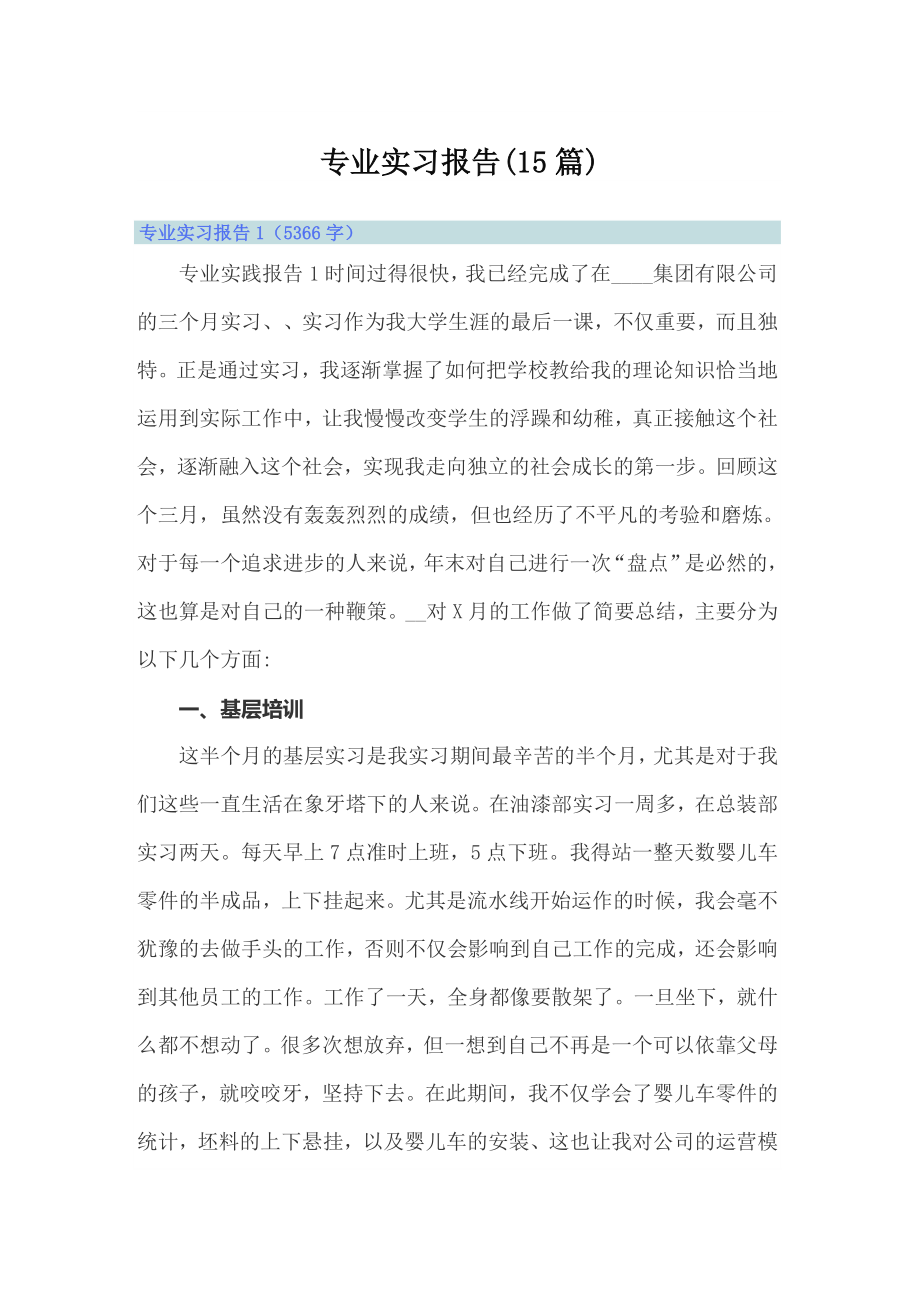 专业实习报告(15篇)_第1页