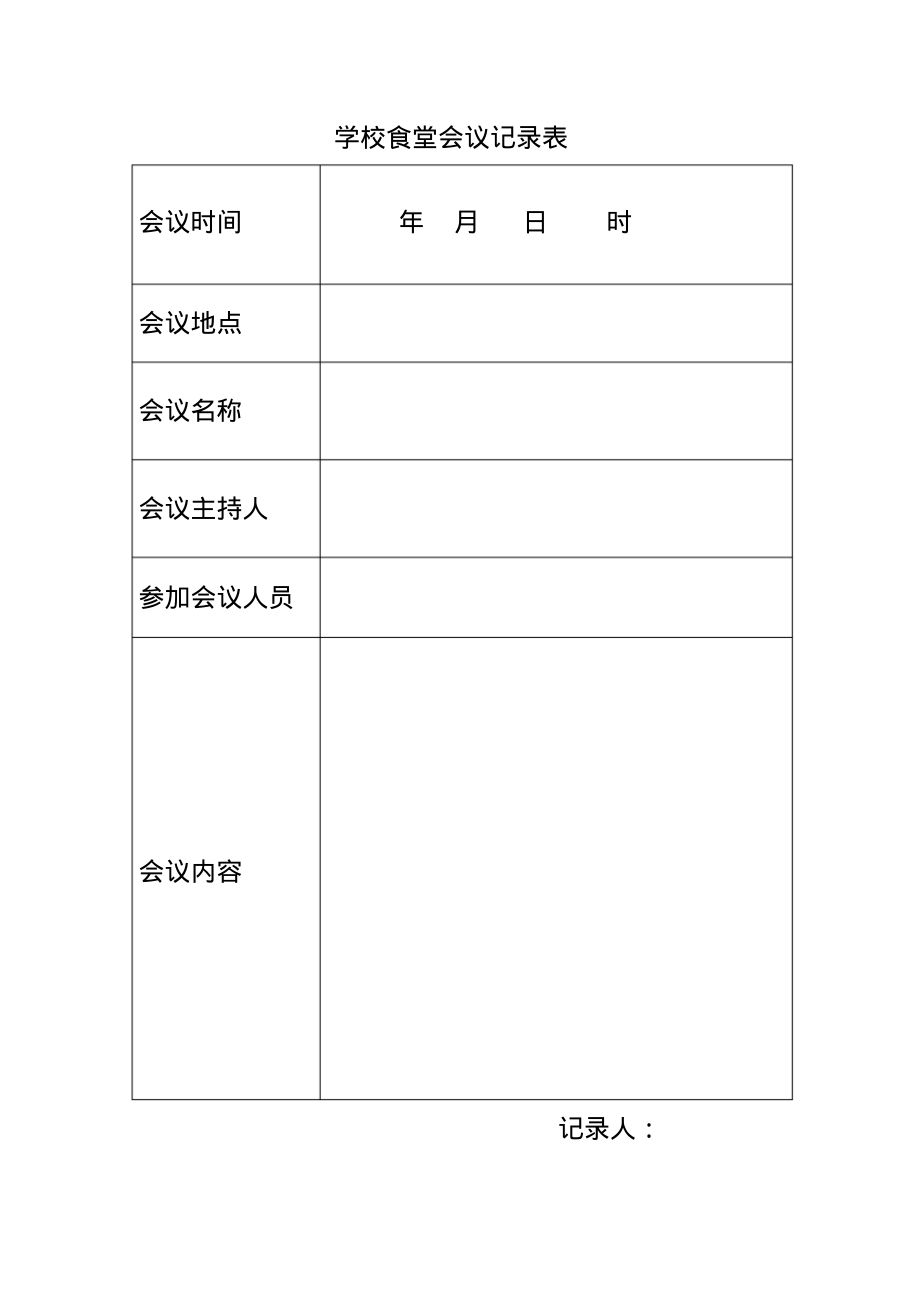 学校食堂会议记录表_第1页