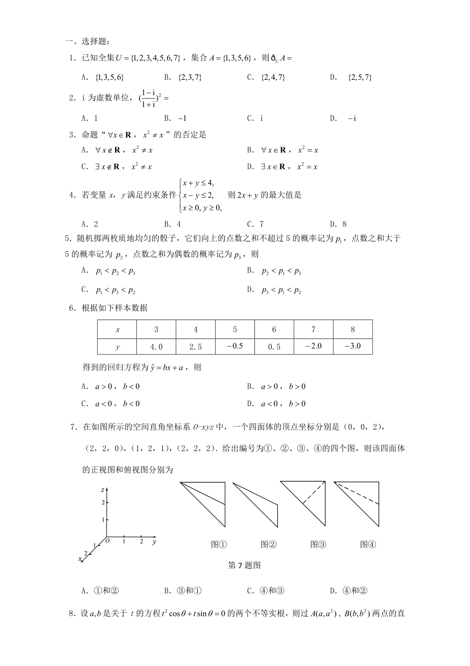 2019年高考真題文科數(shù)學(xué)湖北卷精校版 Word版含答案 2019高考_第1頁(yè)