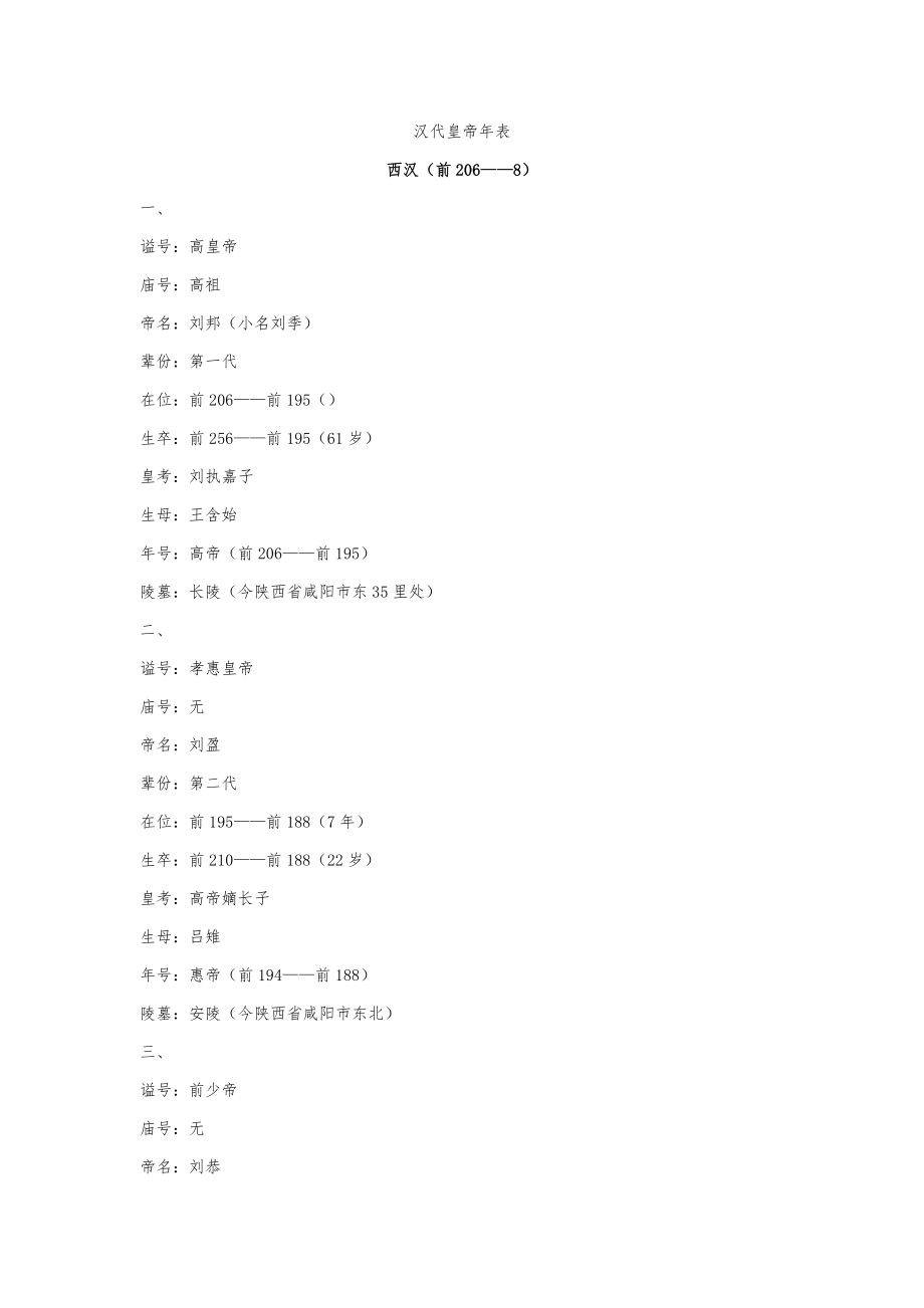 汉代皇帝年表_第1页