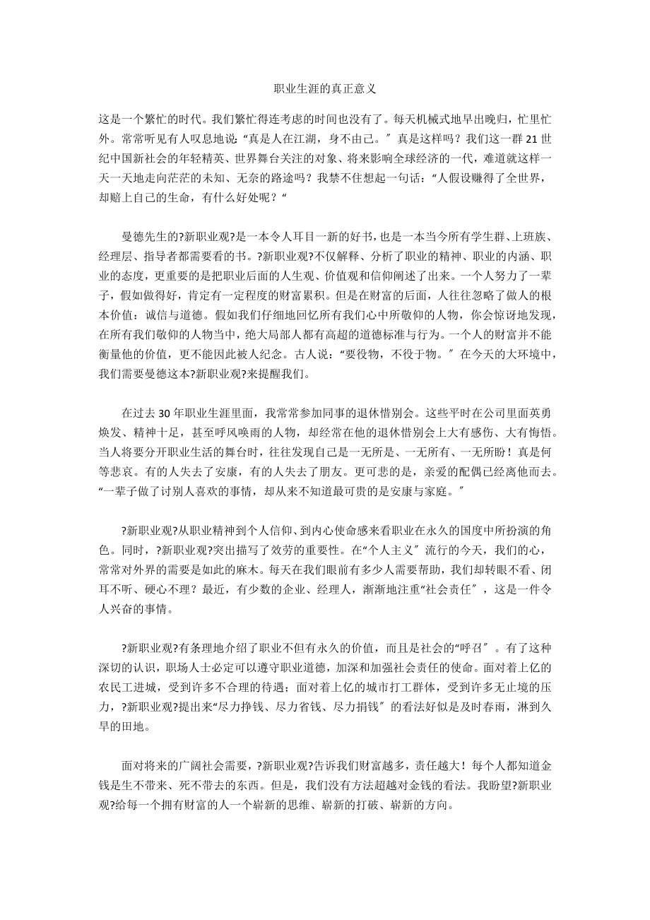 职业生涯的真正意义_第1页