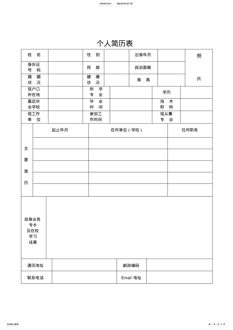 2022年2022年护士自我简历模板_第1页