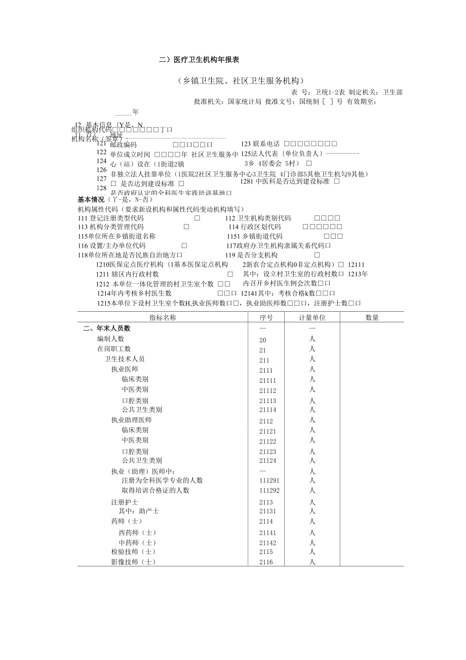 医疗卫生机构年报表_第1页