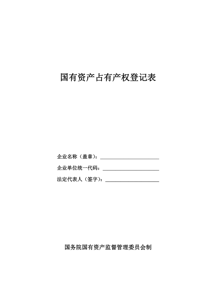 国有资产占有产权登记表 (2)_第1页