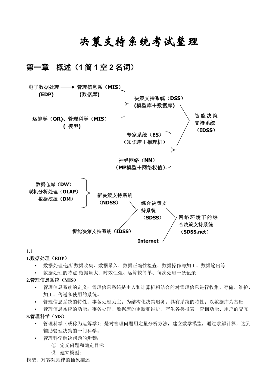 决策支持系统考试整理._第1页