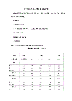 华中农业大学实验田土壤质量分析