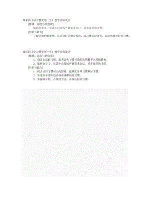 《好習慣受用一生》教學目標設(shè)計對比