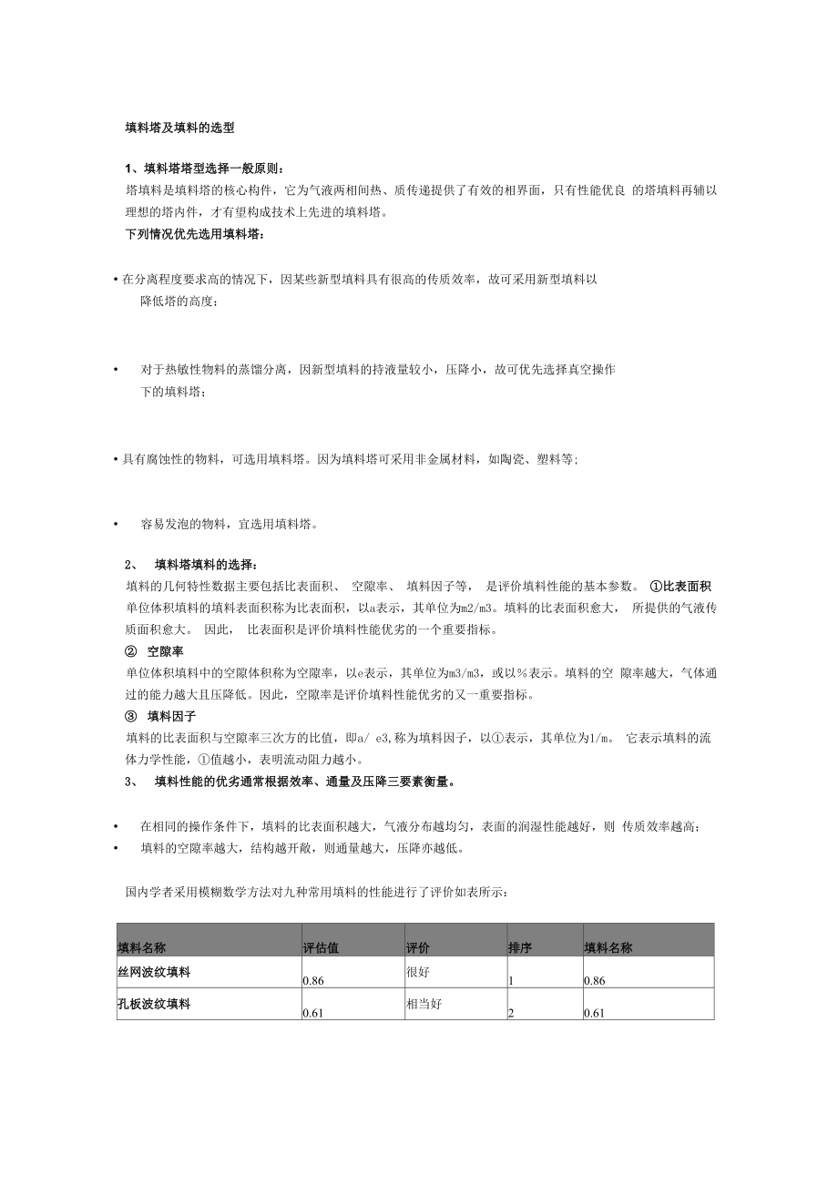 填料塔及填料的选型_第1页