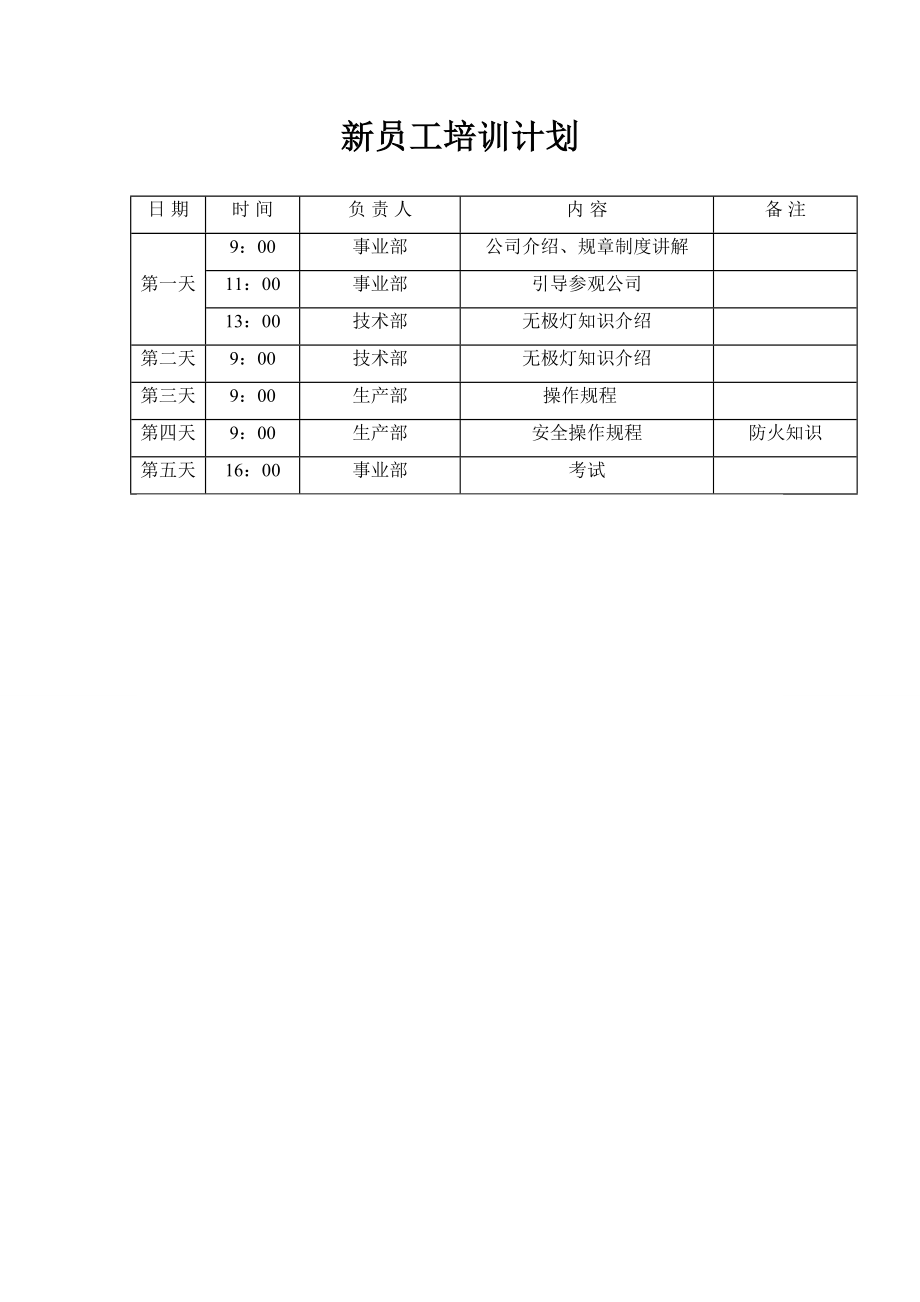 《員工培訓計劃》word版_第1頁