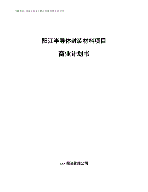 阳江半导体封装材料项目商业计划书（参考范文）