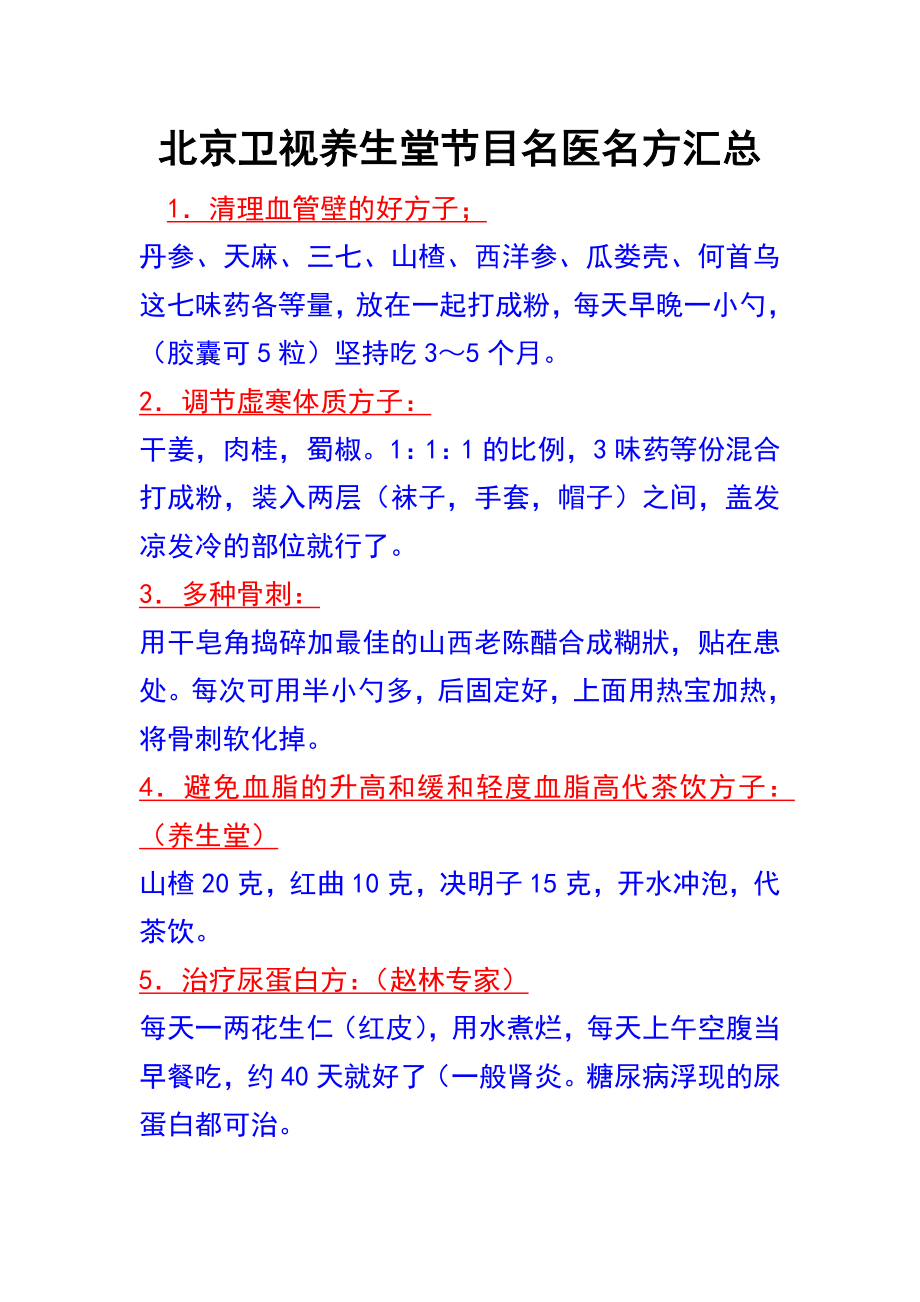 北京卫视养生堂节目名医名方汇总_第1页