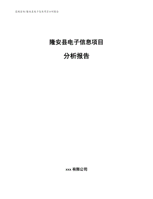 隆安县电子信息项目分析报告_参考范文