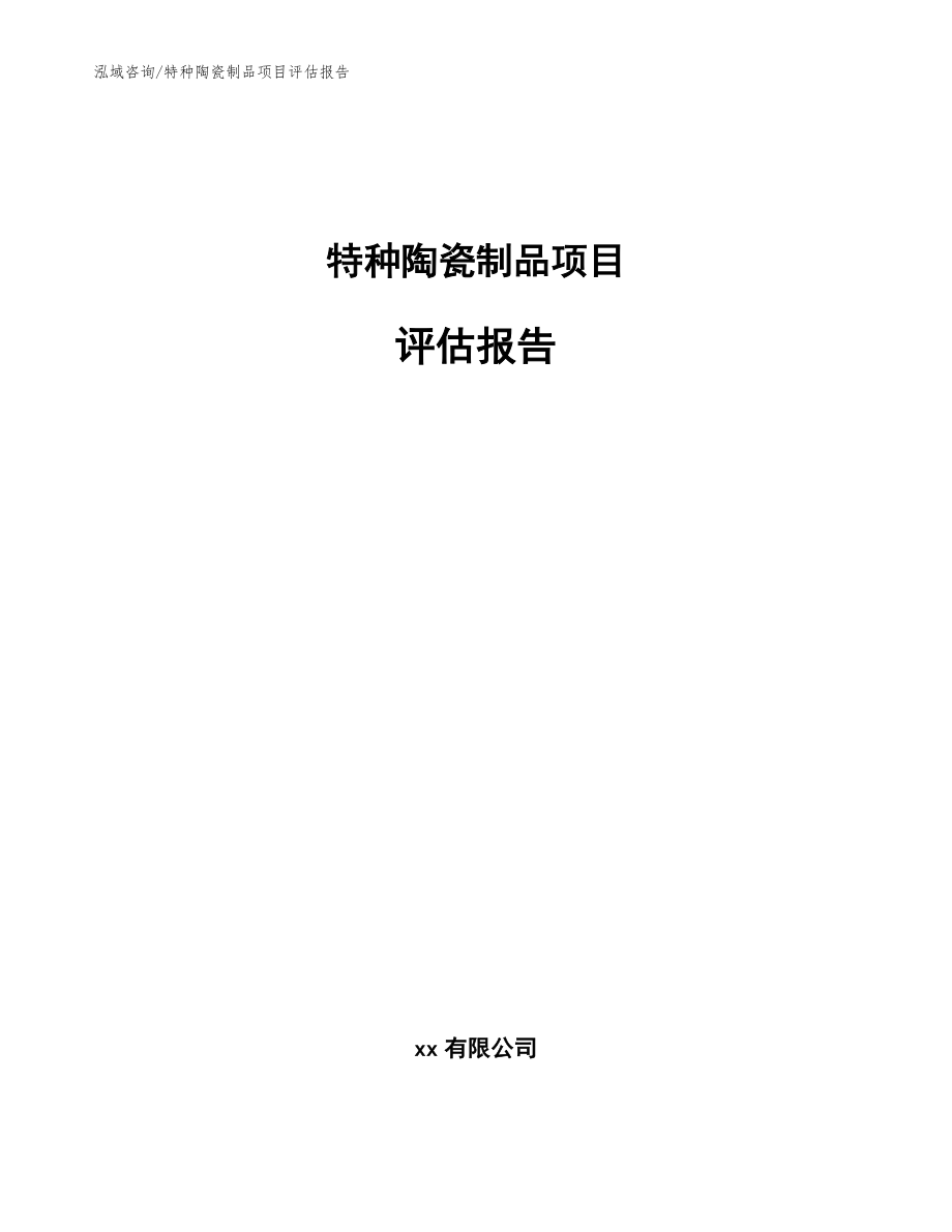 特种陶瓷制品项目评估报告【参考模板】_第1页