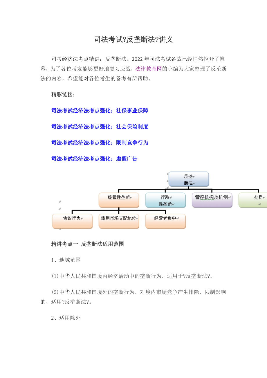 司法考试《反垄断法》讲义_第1页