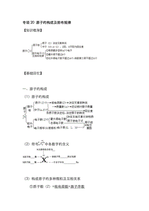 專題20 原子的組成及排布規(guī)律