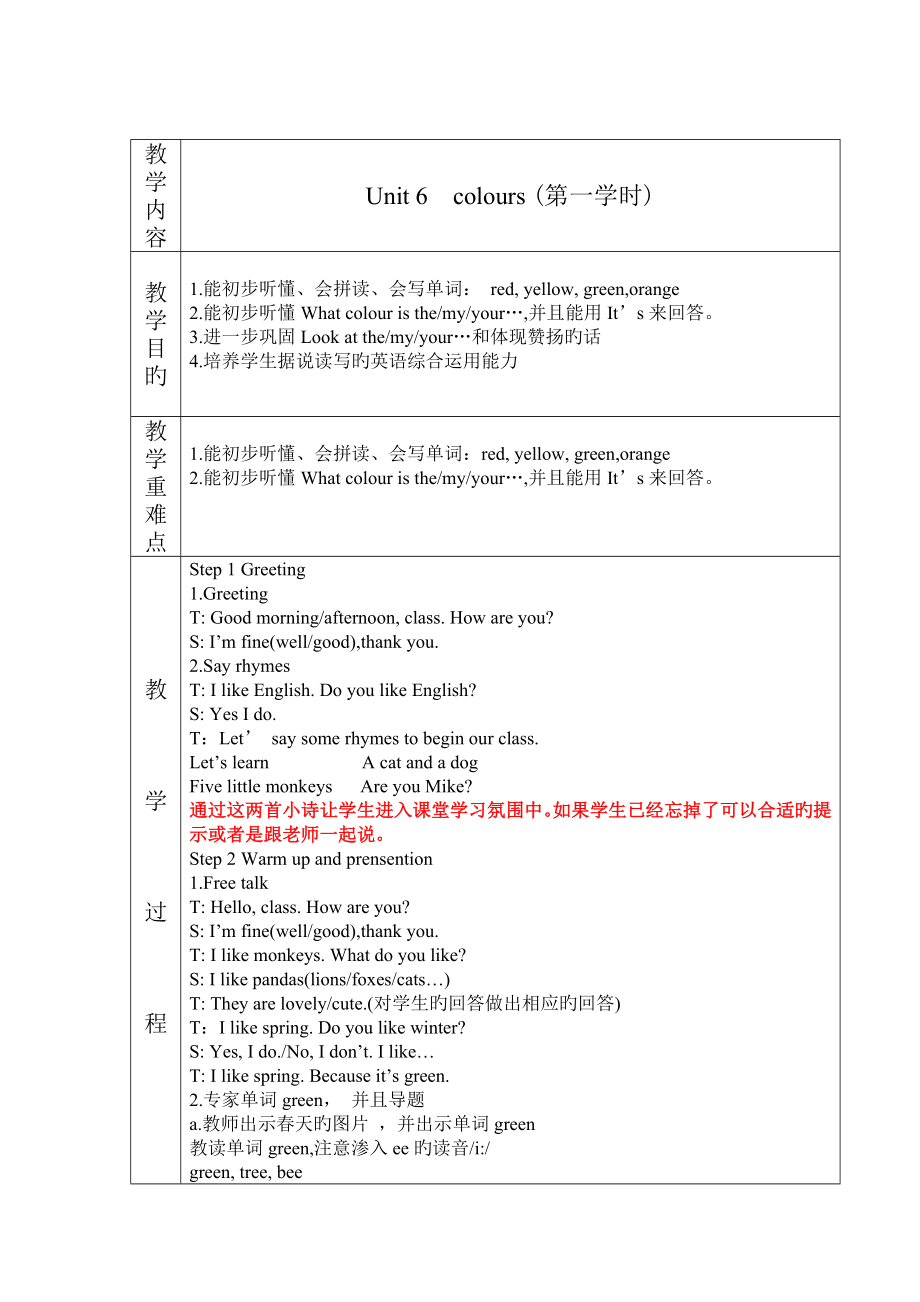 译林版三上教案3Aunit6_第1页