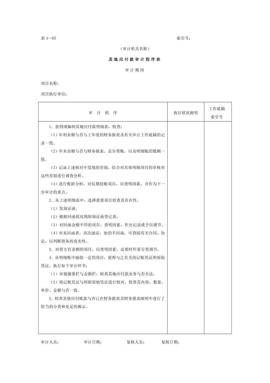 其他应付款审计程序表_第1页