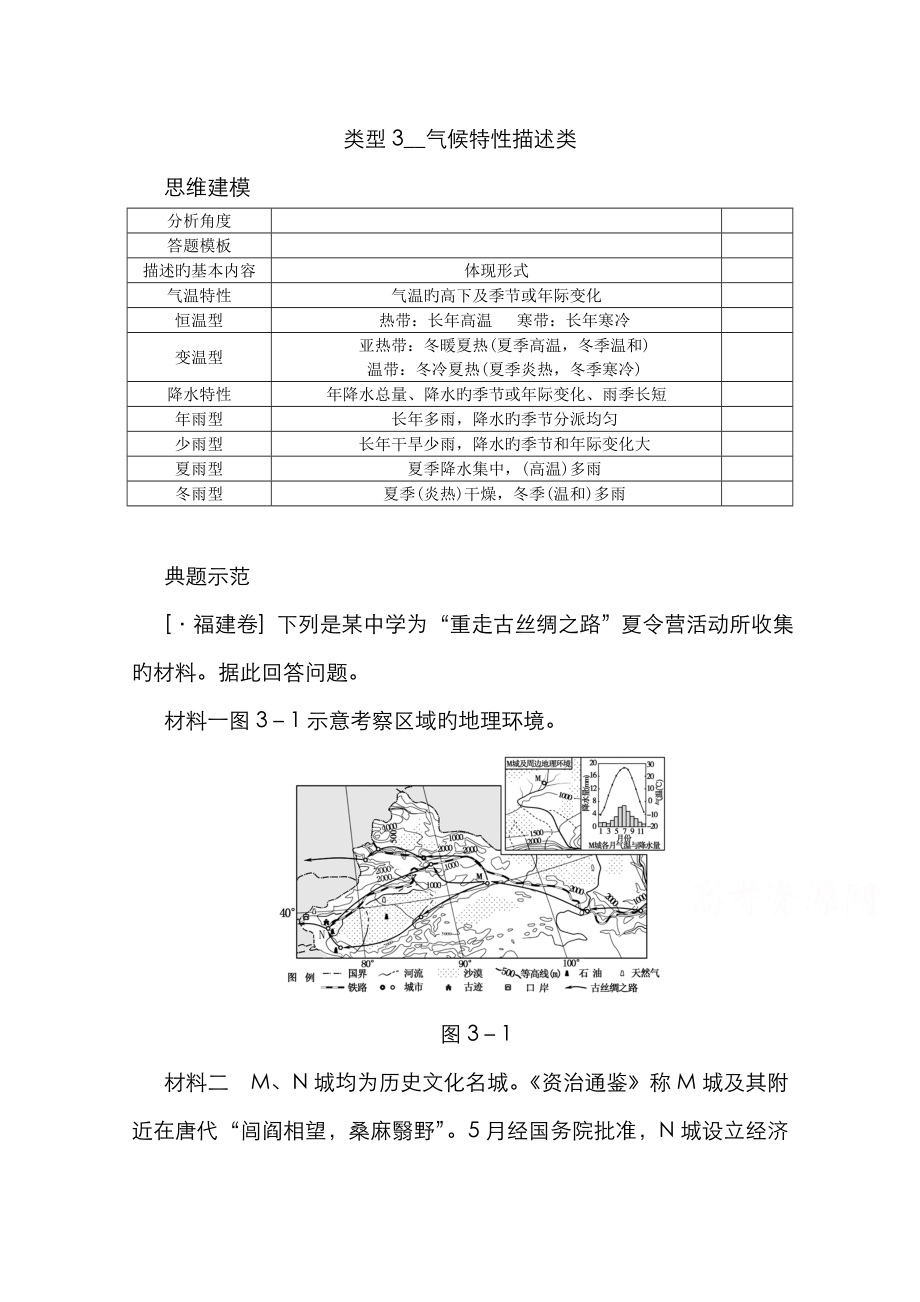 答題模板 類型3 氣候特征描述類_第1頁