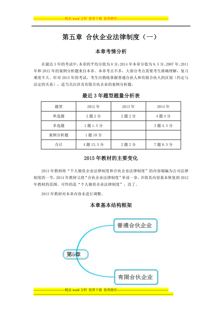 注册会计师考试经济法考点解读第05章合伙企业法律制度01_第1页