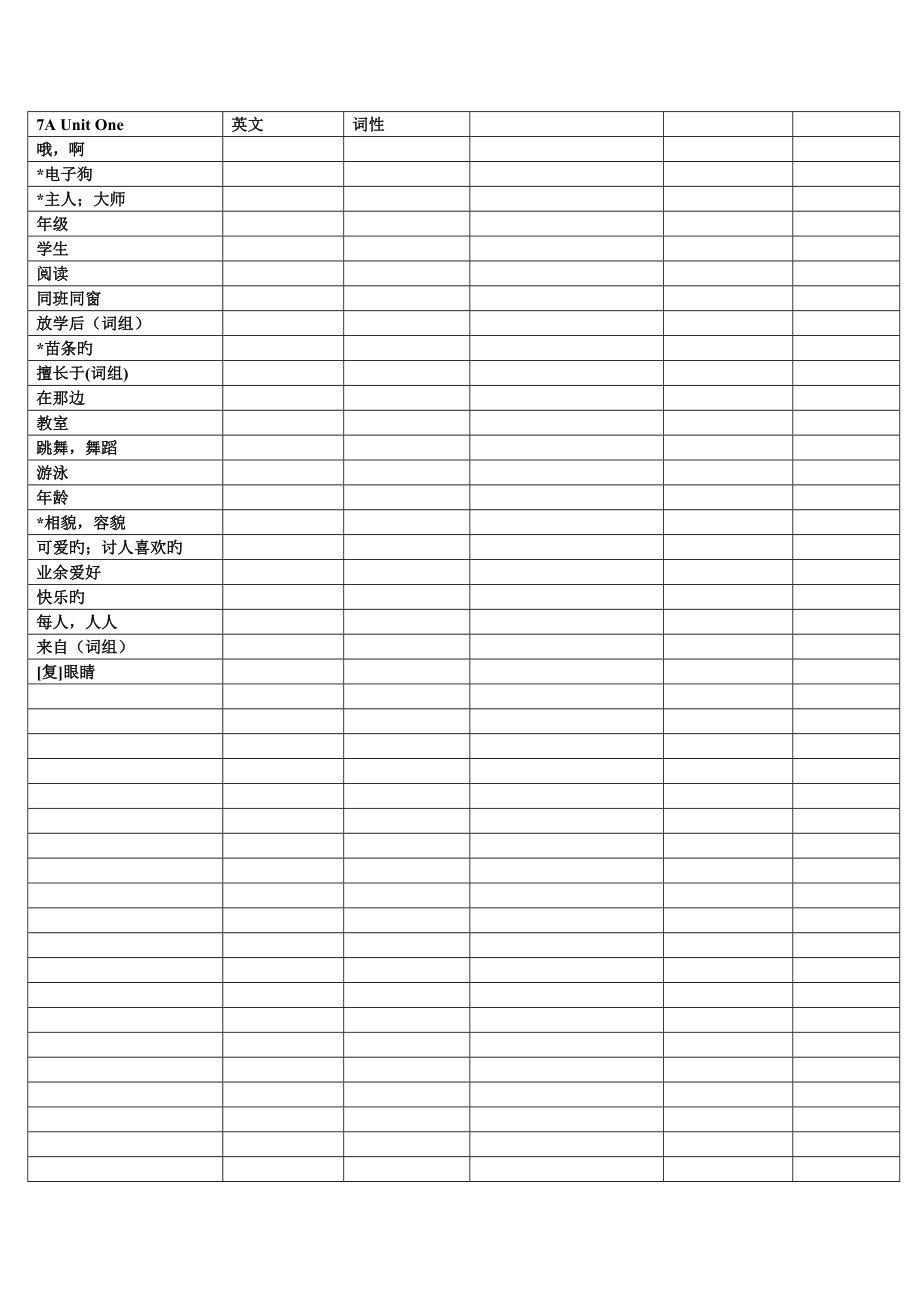 新译林版 7A 单词表_第1页