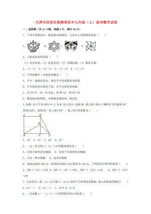 天津市西青区杨柳青四中九年级数学上学期段考试卷（含解析）新人教版