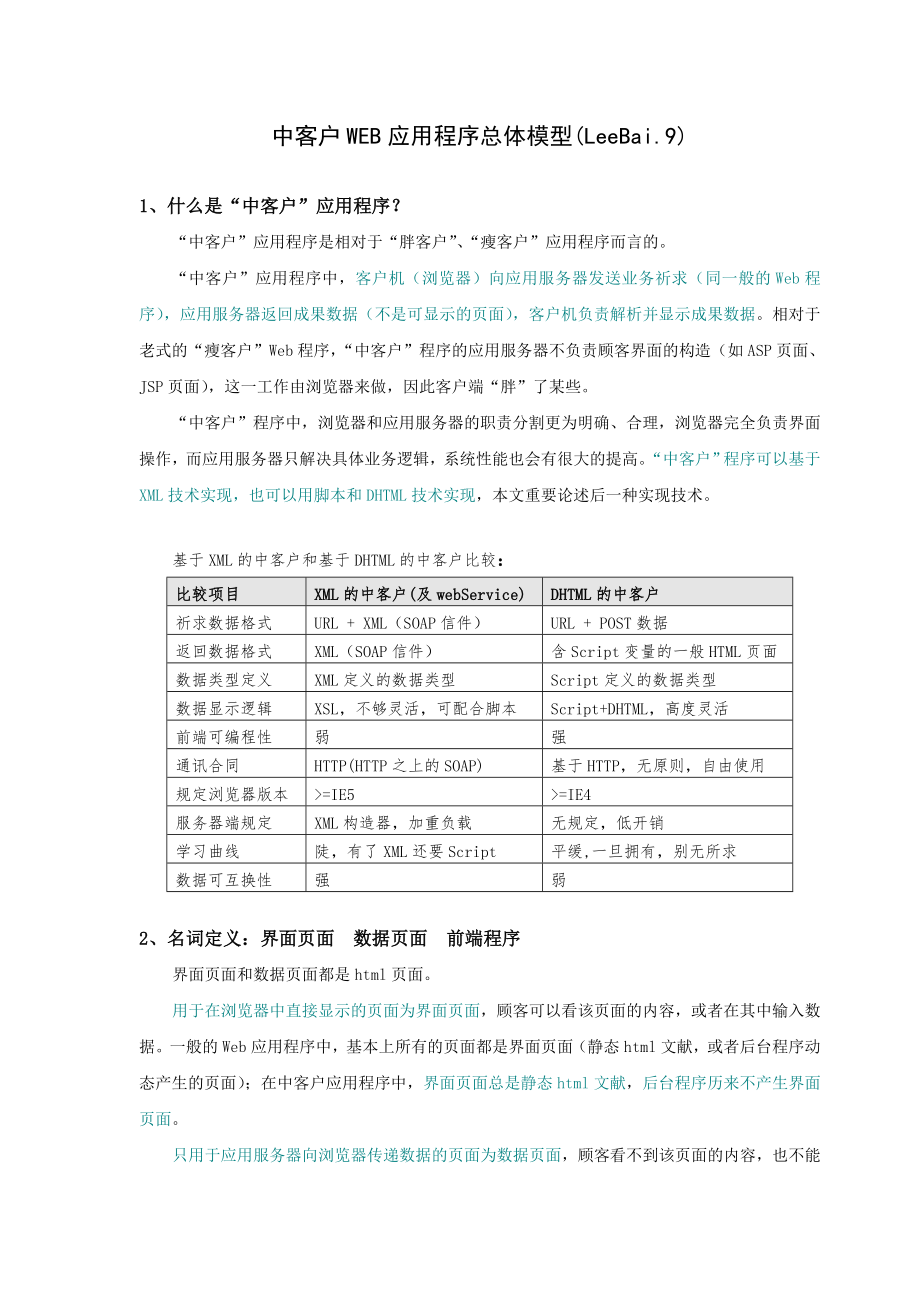 中客户WEB应用程序总体模型(LeeBai20019)_第1页