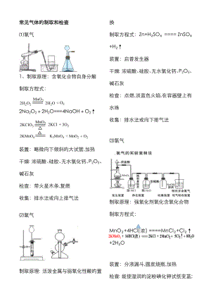 高中化学常见气体的制取装置图和方程式33588
