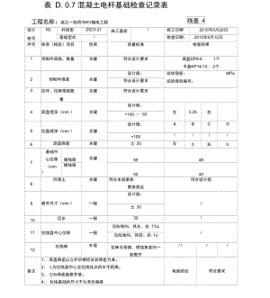 混凝土电杆基础检查记录表