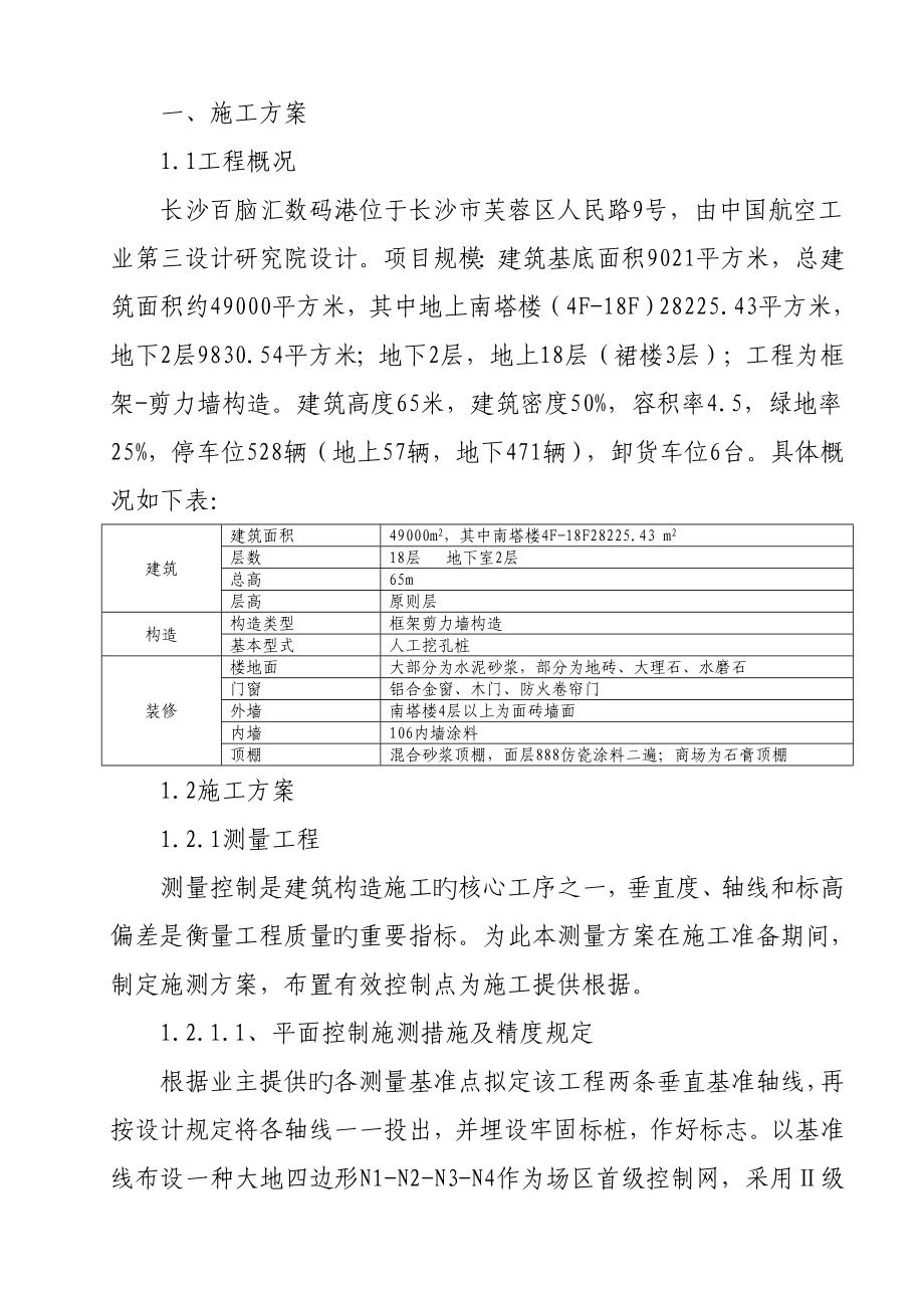 长沙百脑汇施工组织设计_第1页