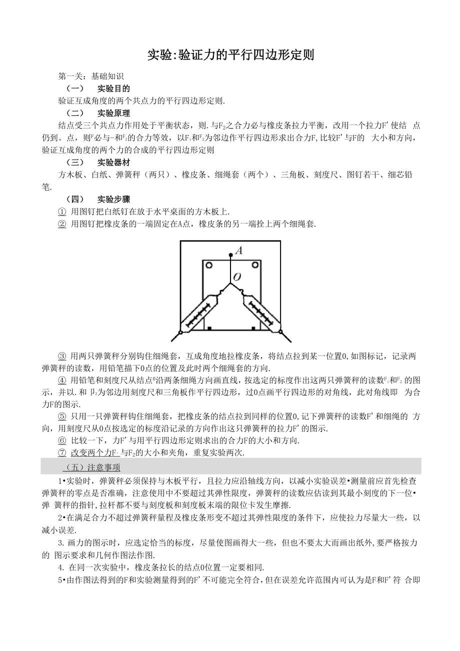 實驗 驗證力的平行四邊形定則_第1頁