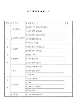生产管理调查表（二）(1)