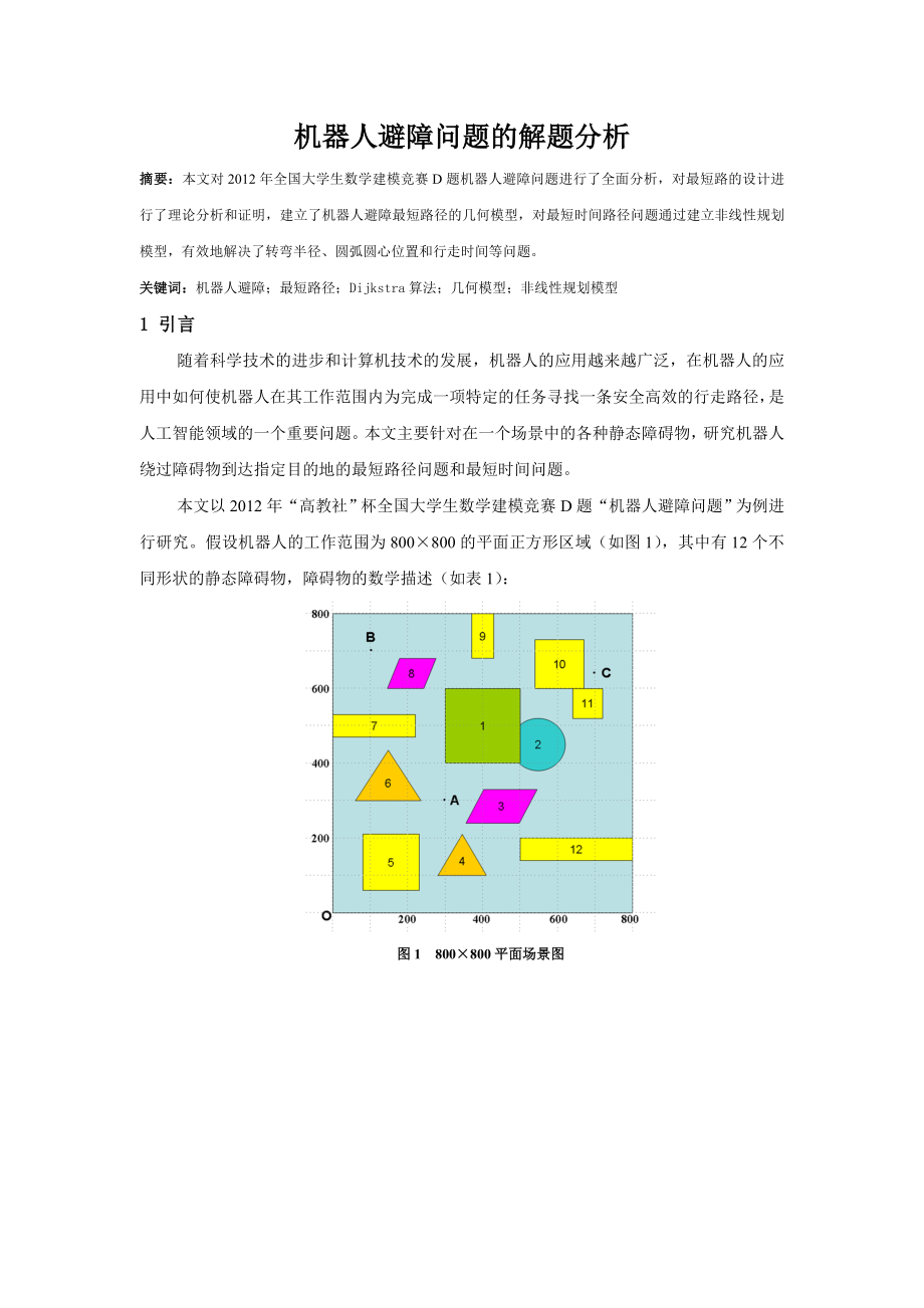 机器人避障问题的解题分析建模集训_第1页