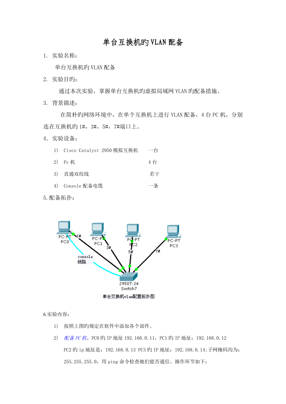 单台交换机的VLAN配置_第1页