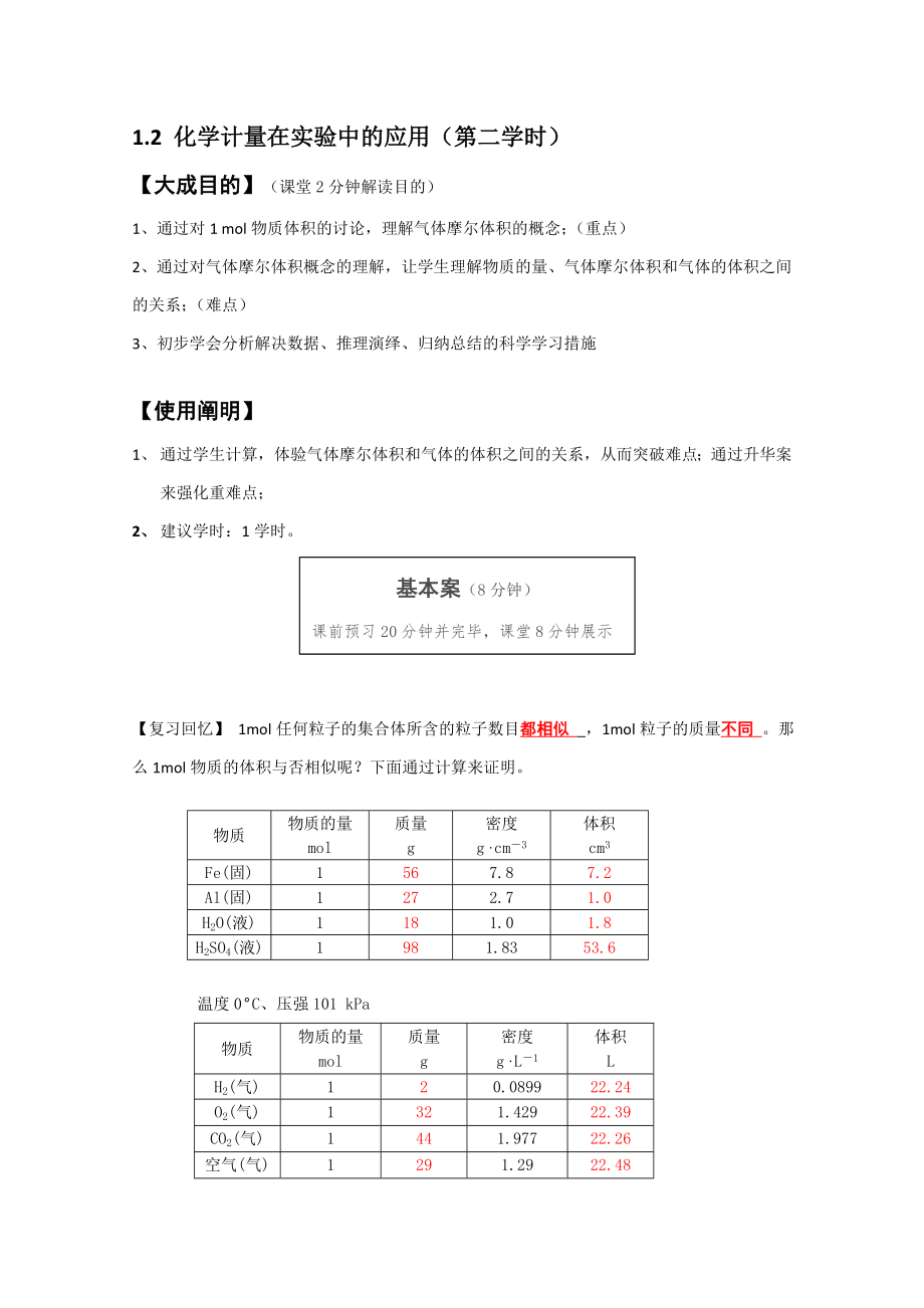 1.2 化學計量在實驗中的應用(第二課時)_第1頁